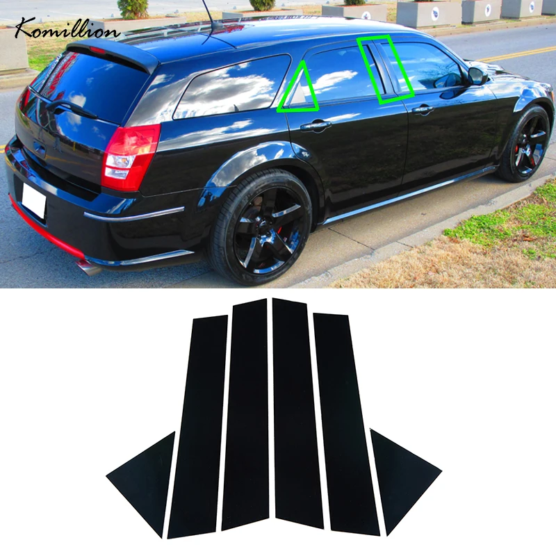 

6Pcs Car Window Pillar Posts Molding Cover Trims Glossy Piano Black for Chrysler 300 300C Dodge Magnum 2005-2010 säule abdeckung