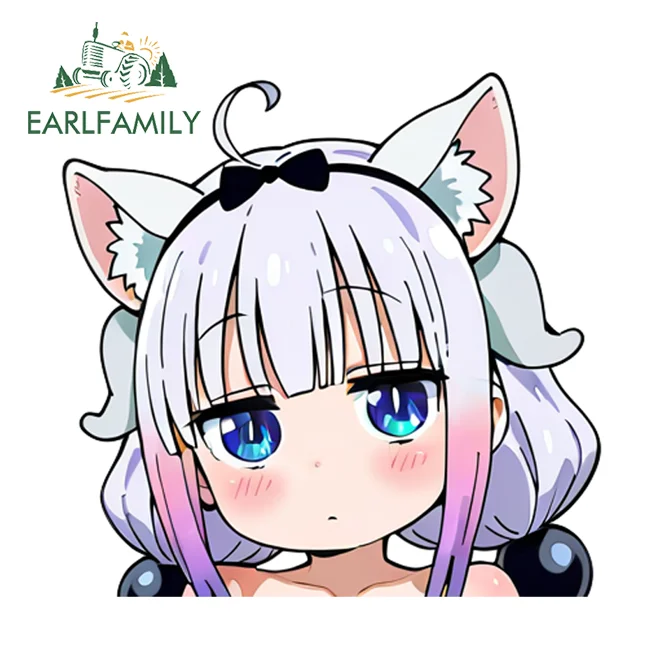 Фото EARLFAMILY Наклейки на мотоцикл с кошачьими ушками Канна Камуи, кавайные креативные наклейки для скейтборда, водонепроницаемые ПВХ-наклейки для зеркал заднего вида, для лодок и рыбалки №2