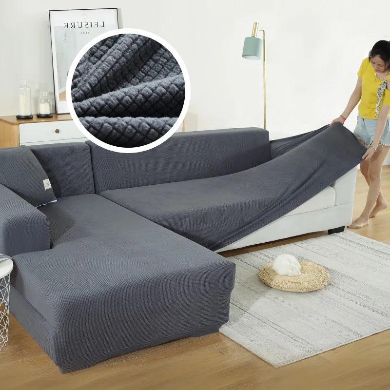 

Thicken Elastic Sofa Cover Spandex Modern Polyester Corner Sofa Couch Slipcover Chair Protector Living Room 1/2/3/4 Seater
