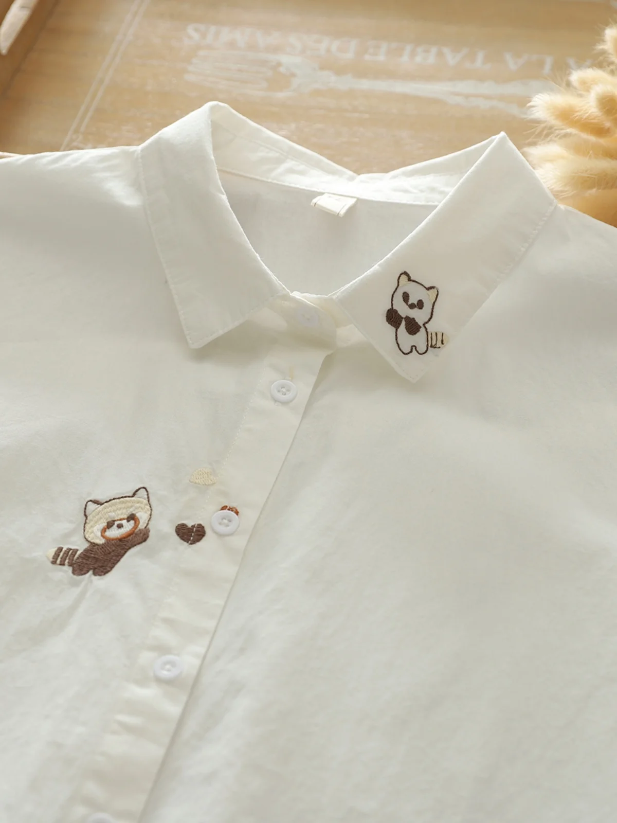 Осенние новые художественные рубашки с вышивкой мультяшного медведя женские