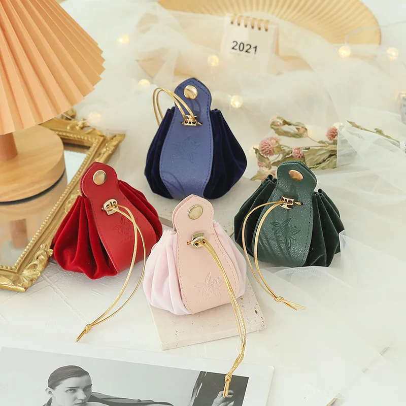 

New leather portable velvet bundle mouth candy bag Eid Mubarak wedding gift Packaging box hristmas Party Supplies Decoration