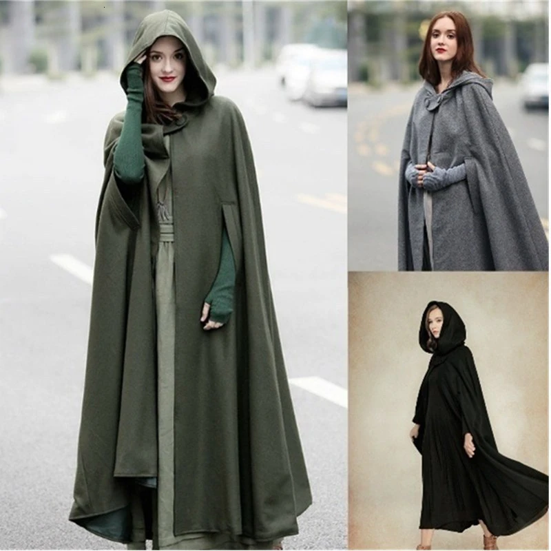 

Cosplay Vintage Medieval Gothic Assassins Creed Hooded Cloak Thin Coat Women Vampire Devil Capes Viking Pirate Robes Halloween