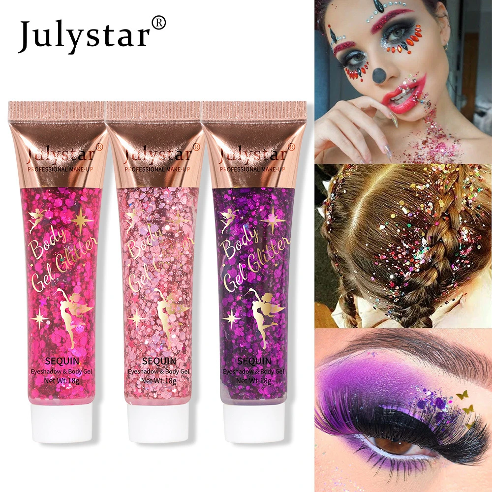 Halloween Makeup Body Glitter Gel Nail Hair Face Flash Eye Loose Sequins Cream Diamond Jewels Rhinestone Makeup Decoration