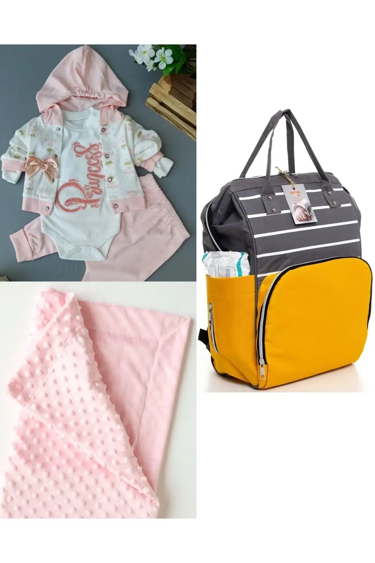 

Функциональный рюкзак для ухода за мамой и ребенком, набор из 100% хлопка для выезда в больницу и одеяла из чипа, хлопок, розовый