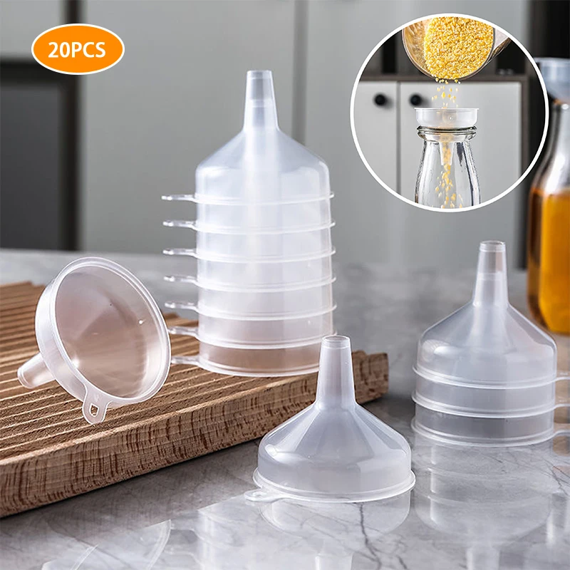 

20 Pcs transparent Mini Funnels Small Plastic Bottleneck Bottles Bottles Packaging Perfume Oil Salt Packing Home Accessories