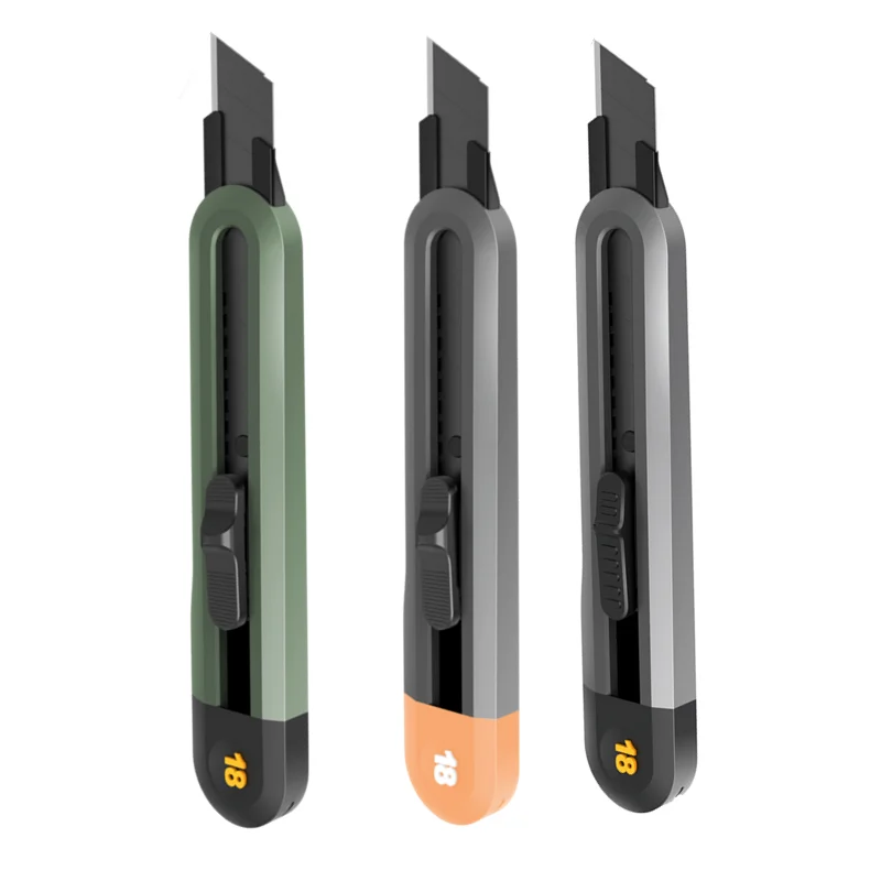 

Deli 18mm Blade Utility Knife Box Cutter Retractable Snap Off Art Knife,Auto Lock Carbon Steel Sharp Blade Cutting Carton Knife