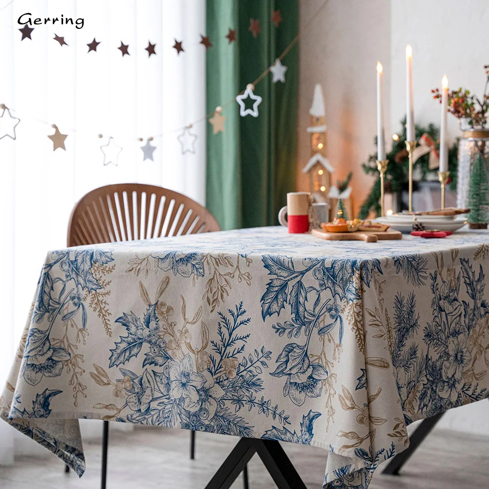 Gerring Tablecloth For Table Home Textile Printed Christmas Village Table Cloth Rectangular Dcoration Table De Mariage Rustique