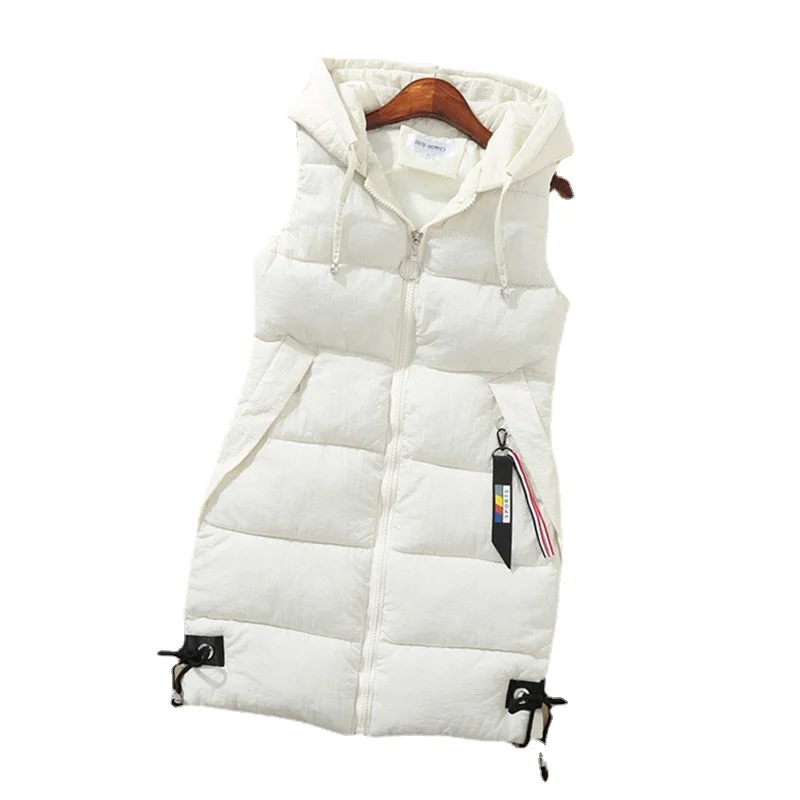 

2XL Oversized Vest Women Down Jacket Winter Outerwear Sleeveless Vest Female Fall Down Cotton Hooded Warm Waistcoat Loose Jacket