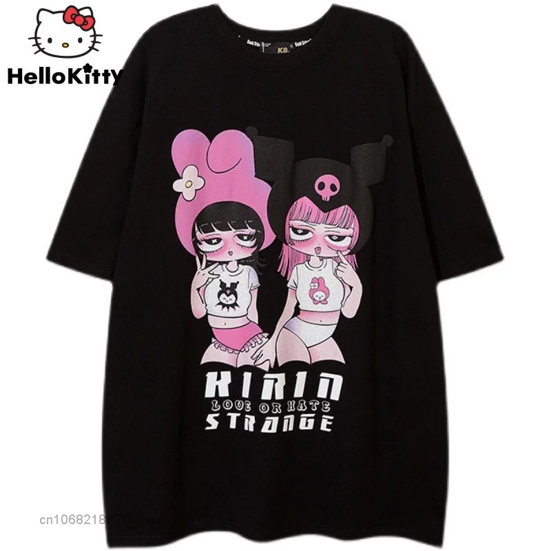 

Sanrio Clothes Original Design Cartoon Kuromi Melody Fashion Streetwear Short Sleeve T-shirts Y2k Women Tops Men Oversized Tees