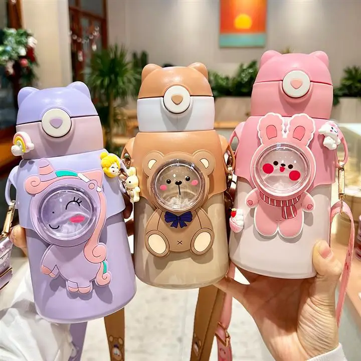 With Straw For Children Girls School Cartoon Leak Proof Port