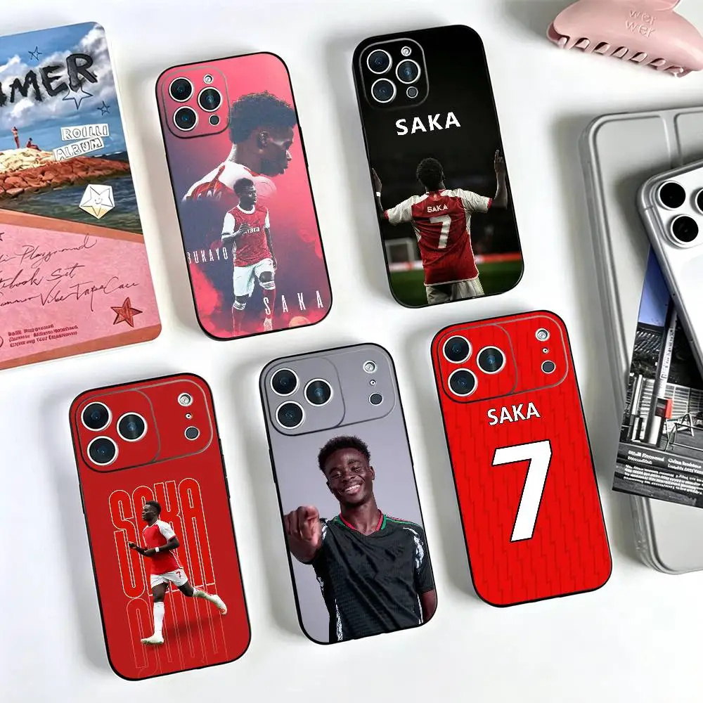 Фото Чехол для телефона Football Bukayo Saka 7 для iPhone 17, 16, 15, 14, 13, 12, 11 Plus, Pro Max, XS, мягкий силиконовый, черный