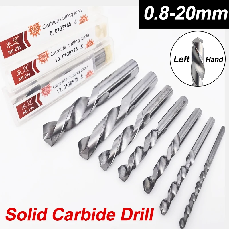 

1 шт. 0,8 мм-20 мм твердосплавные сверла для левой руки спиральные флейты спиральные сверла для твердого сплава инструмент из нержавеющей стали