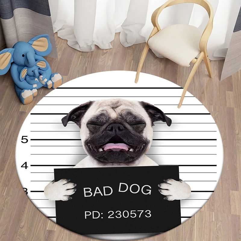 

3D bad dog round carpet floor mat polyester carpet mat children's room decor room decor Doormat kawaii rug living room carpet