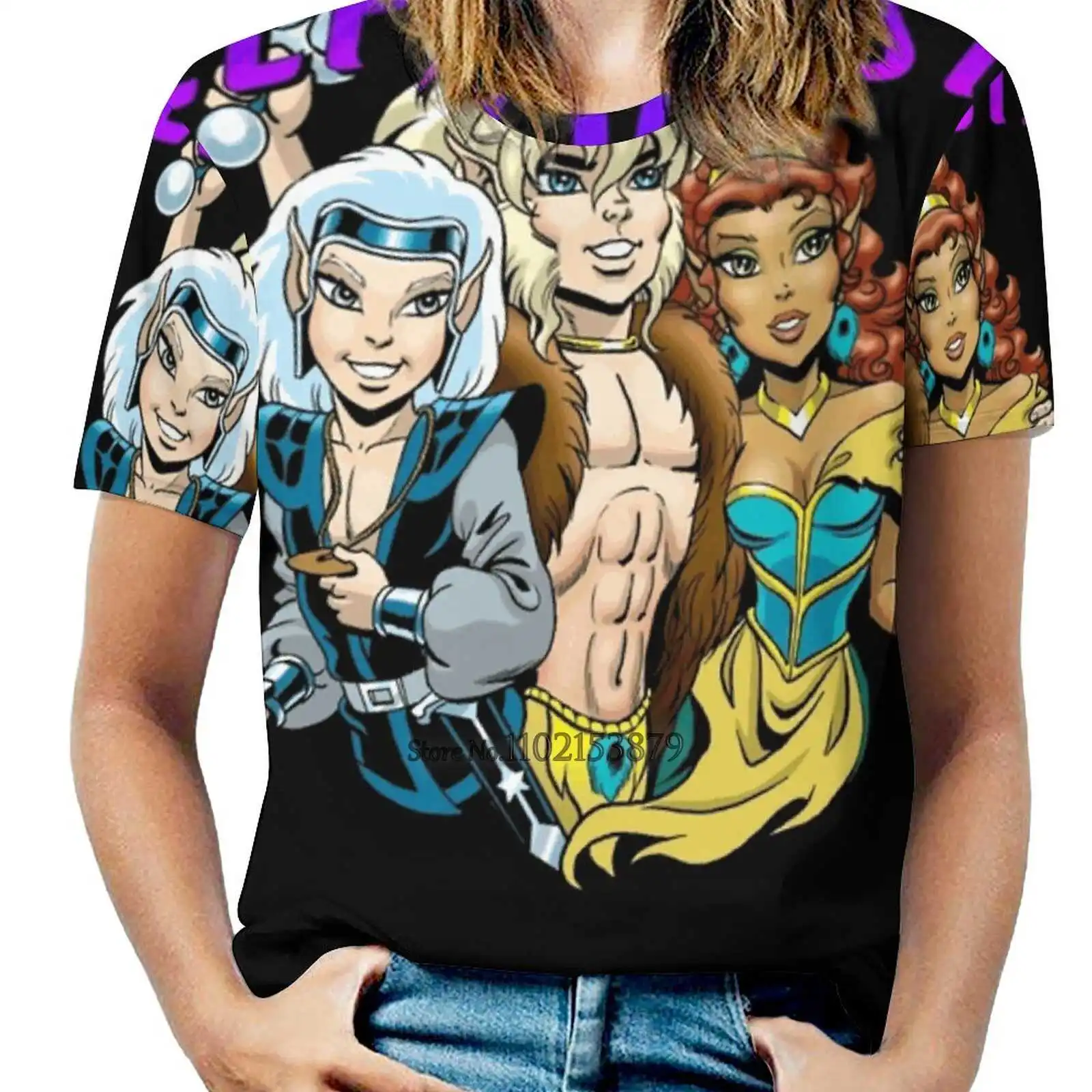 Elfquest: Женская футболка Modern Trio повседневные топы с короткими рукавами на молнии