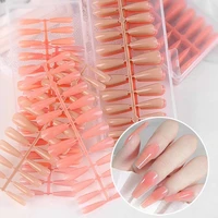 240pcsbox nude solid color ballet long t nail detachable extension fake nail patch