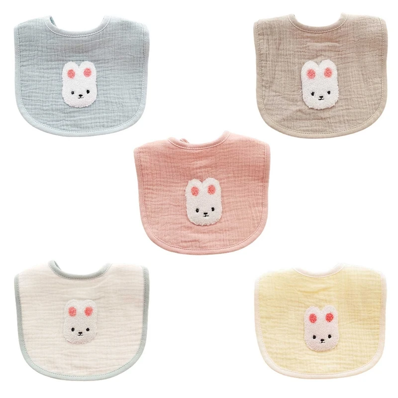 

Baby Feeding Drool Bib Cartoon Rabbit Saliva Towel Soft Cotton Absorbent Lace-up Burp Cloth for Newborn Toddler Shower Gifts