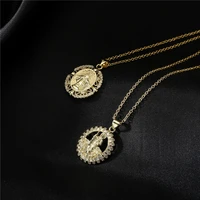 copper plated 18k gold micro set zircon priest pendant necklace chain with pendant top wedding accessories necklaces for women