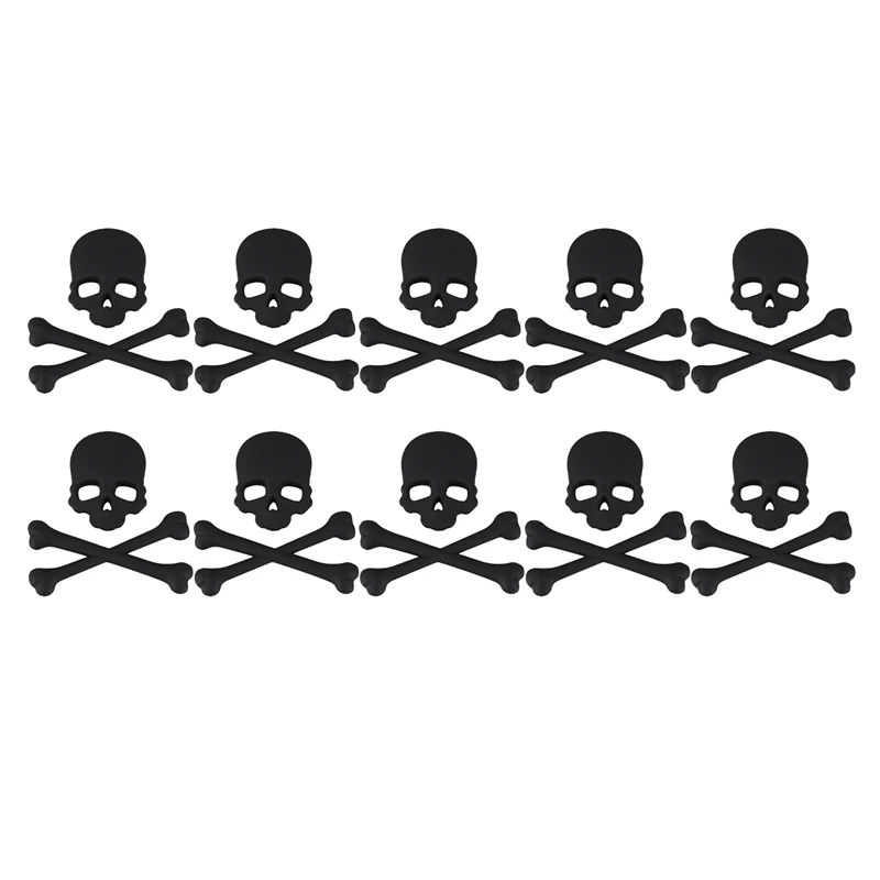 

2X Skull Bone 3D Design Motorcycle Car Emblem Badge Sticker Black