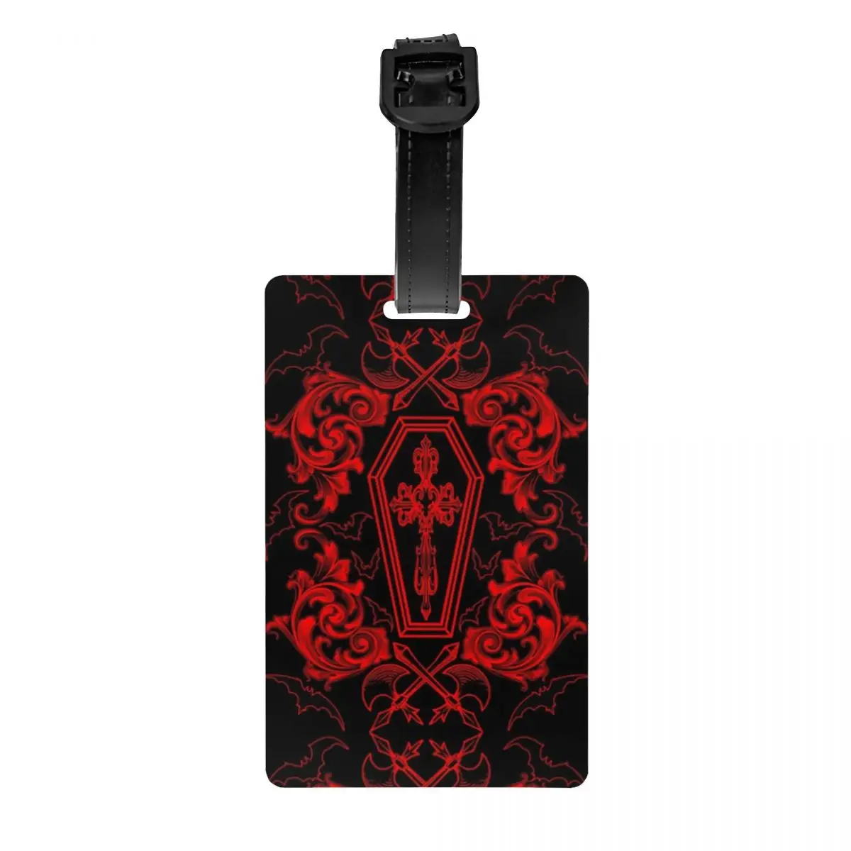 

Custom Gothic Vampire Luggage Tag With Name Card Halloween Haunted Mansion Privacy Cover ID Label for Travel Bag Suitcase