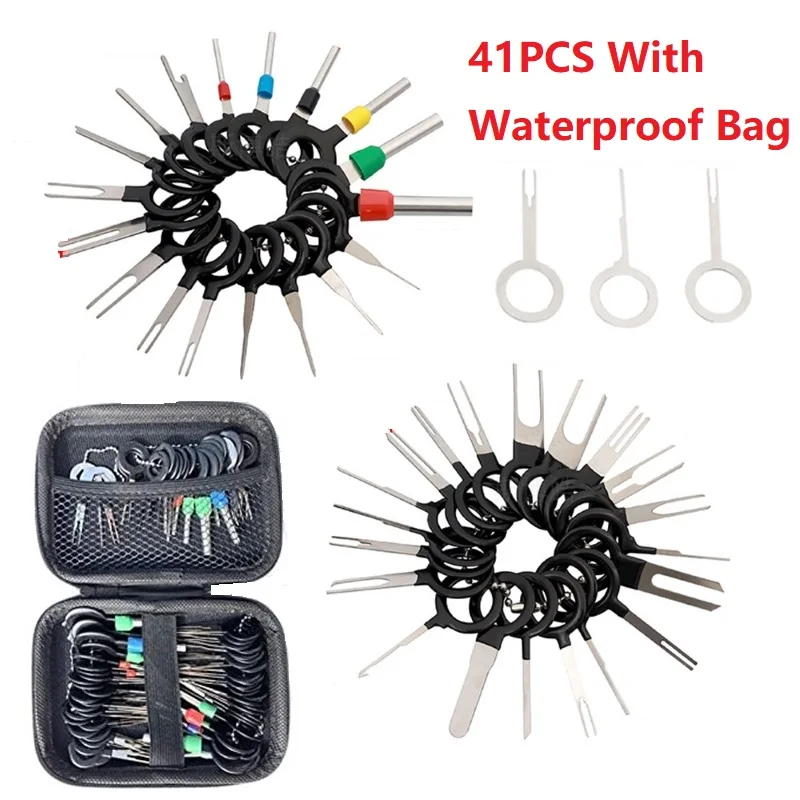 

Puller Terminal Repair Tools 41PCS/38PCS Waterproof Bag Terminal Removal Kit Stylus Wiring Crimp Connector Pin Extractor