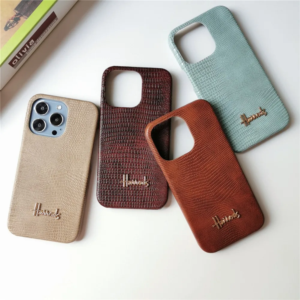 Luxury Business Lizard Skin Pattern Couple's Hard Case For Iphone 11 12 13 Pro Max 7 8 Plus Xr X Xs Se 2020 Leather Cover Fundas