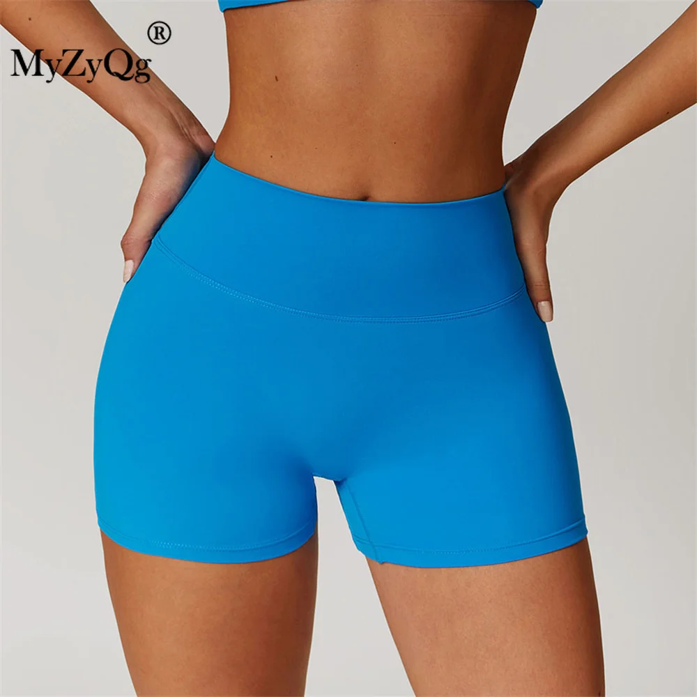 MyZyQg женские шорты для йоги с начесом и высокой талией персиковые штаны фитнеса