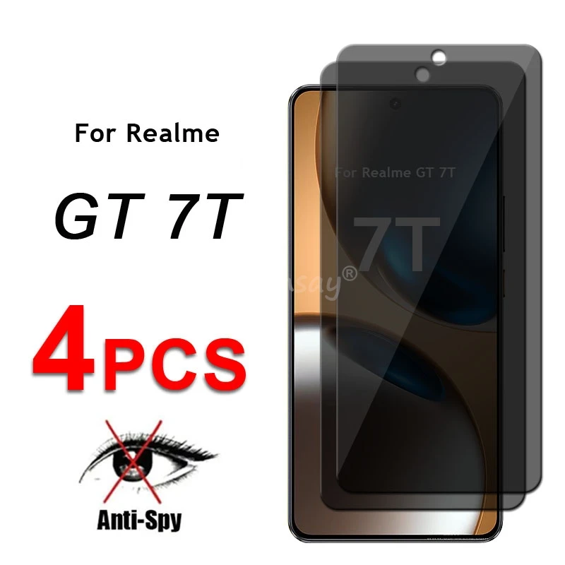 Фото Стекло для экрана конфиденциальности для Realme GT 7T, стекло, противошпионская защитная пленка для экрана, закаленное стекло Realme GT 7T, пленка Realme GT 7T №1
