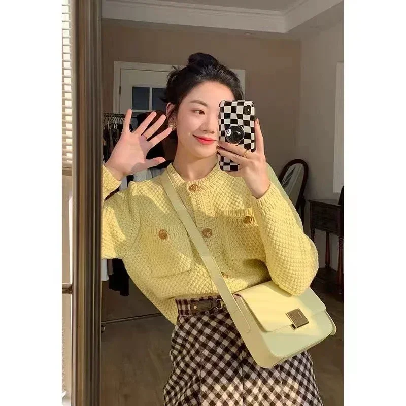 2024 осенне-зимний кашемировый свитер женский корейский стиль повседневные оборки