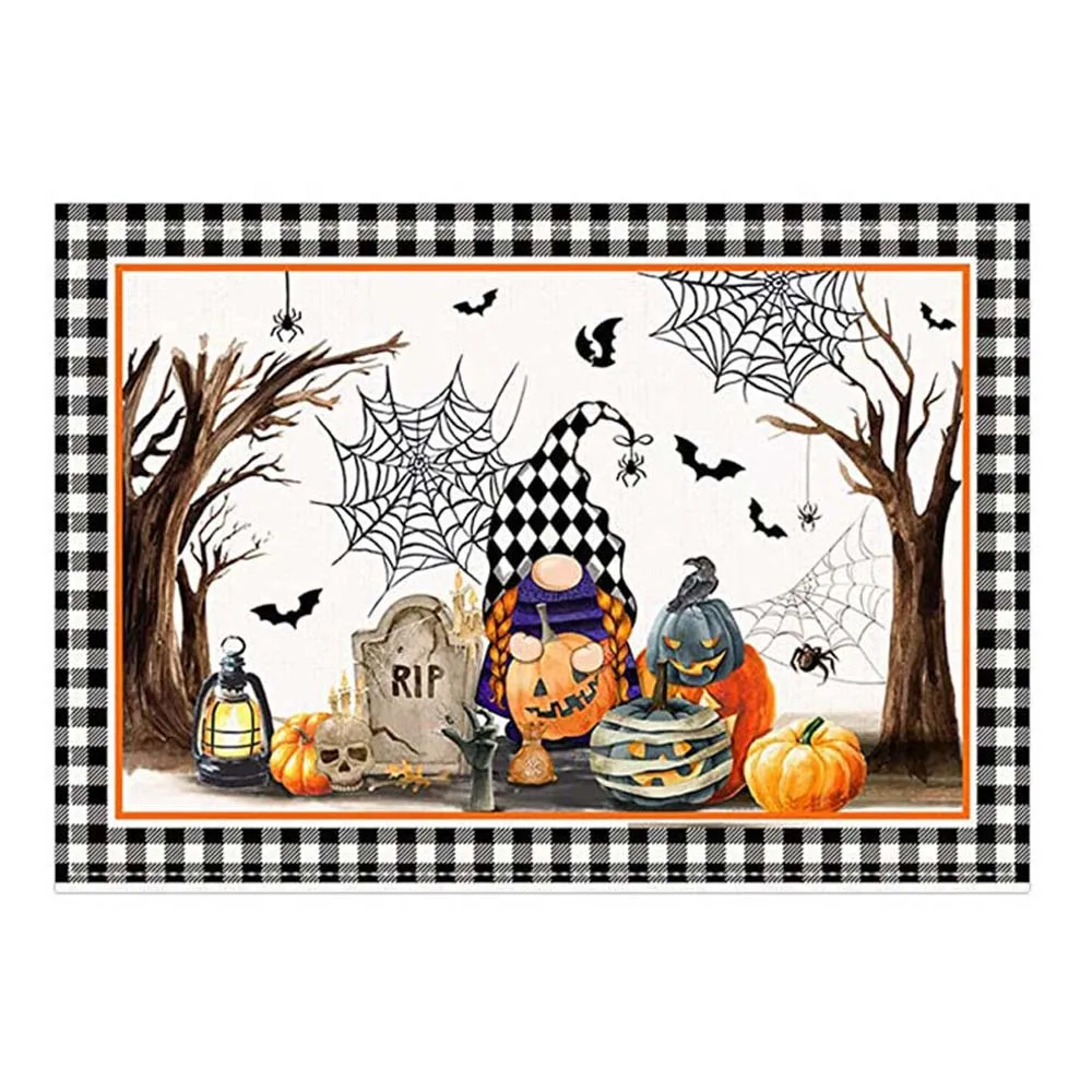 

1/2/4pcs Halloween Placemats Pumpkin Cat Kitchen Dining Table Decor Accessories Heat Resistant Linen Tableware Pads Mats 30X45cm
