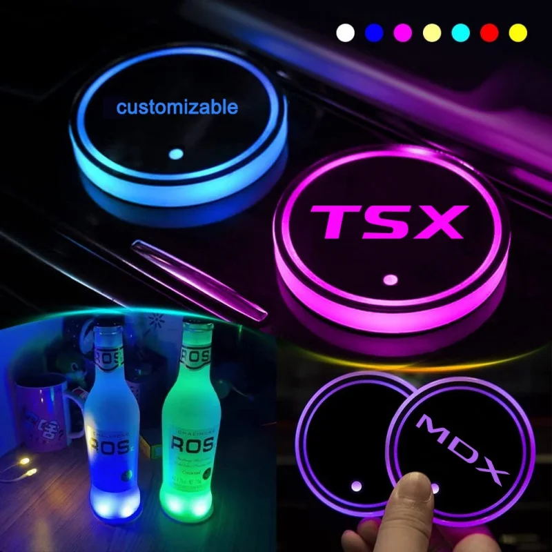 

Car Led Lights For Acura Series Tsx Mdx Rdx Tl Cdx Ilx Nsx Rl Rlx Tlx Zdx Auto Interior Accessories Cup Holder Ambient Lamp 2pcs