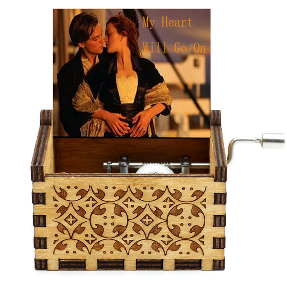 Деревянная резная музыкальная шкатулка ручной работы для домашнего декора тема