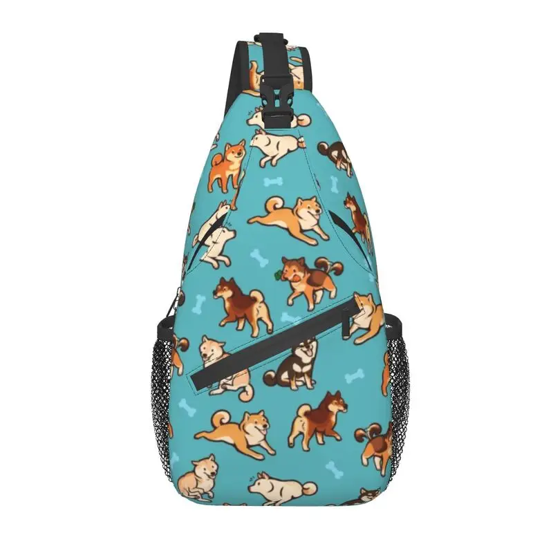Fashion Shiba Inu In Blue Sling Bags for Travel Hiking Men's Japanese Dog Pattern Chest Crossbody Backpack Shoulder Daypack