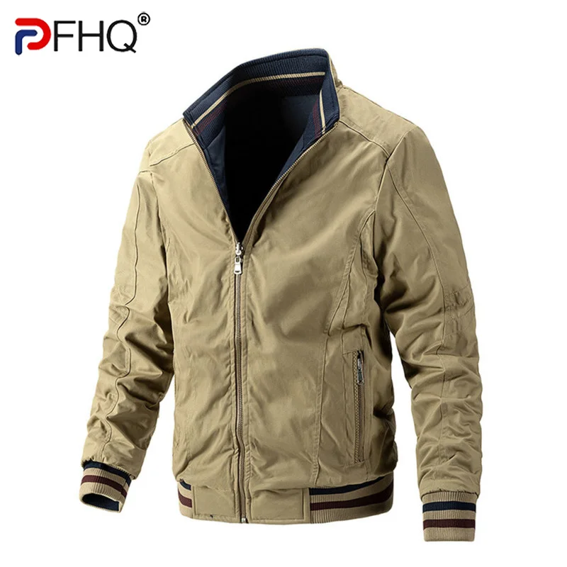 

PFHQ 2022 Stylish Mature Male Jacket Cotton Wash New Luxury Stand Collar Men's Casual Coat Autumn Aesthetic Clothes Cool 21Q1779