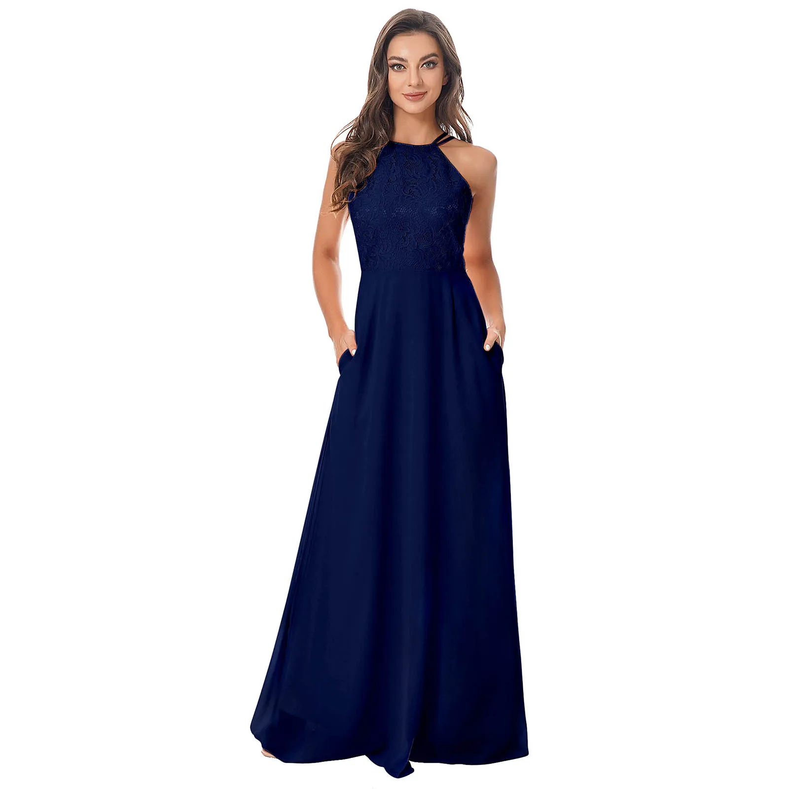 Платье для подружки невесты женское кружевное шифоновое вечернее платье макси