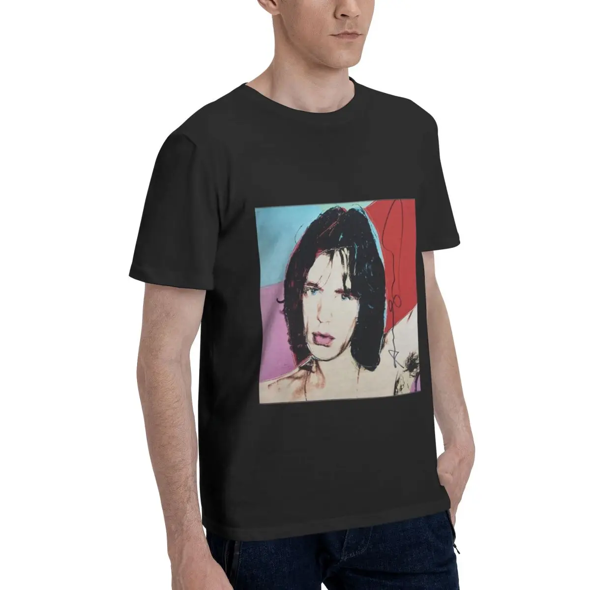 Мужская хлопковая футболка с коротким рукавом и круглым вырезом