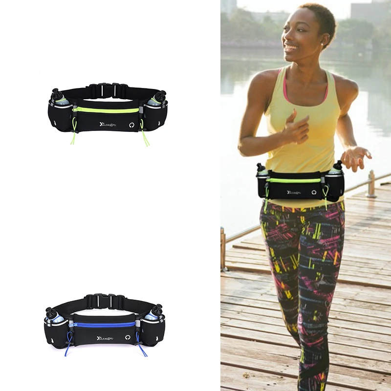New Arrives Reflective Neoprene Waterproof Running Belt Sport Water Bottle Pouch Waist Bag Custom Fanny Pack For Men Women