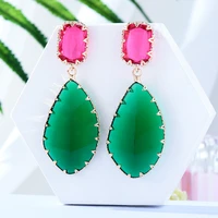 siscathy emeralds crystal hanging earrings for women cubic zirconia drop earring celebration party anniversary jewelry female