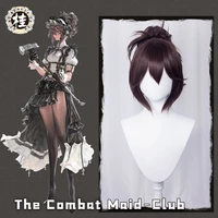 uwowo maid costume wig the combat maid series %e2%99%a3 club cosplay wig 35cm dark brown ponytail