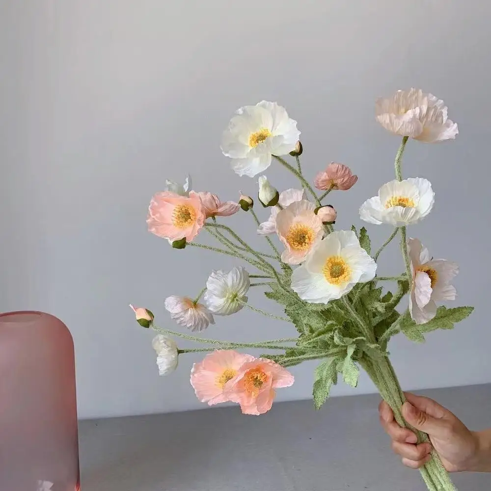 

1Pc Hot Artificial Flowers Fake Poppy Silk Flowers Long Stem Housewarming Garden Table DIY Party Wedding Bridal Bouquet Decor