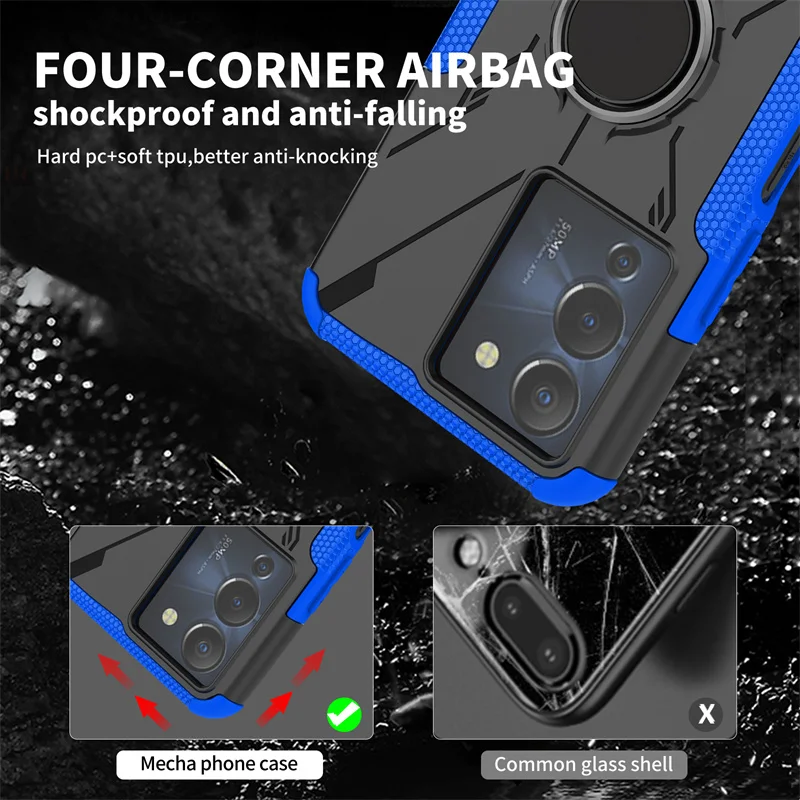 For Infinix Note 12 G96 Case Cover For Infinix Note 12 G96 Cover Coque Finger Ring Armor Shockproof Protective Phone Bumper