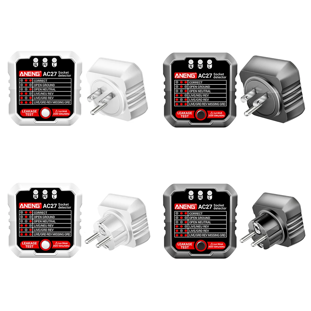 Многофункциональный тестовый прибор ANENG AC27 детектор цепи фазы полярности вилка