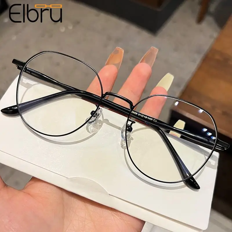 

Elbru Anti Blue Light Myopia Glasses Women Men Metal Polyon Myopic Eyeglasses Unisex Nearsighted Eyewear Diopters 0-1-1.5-2-3-4