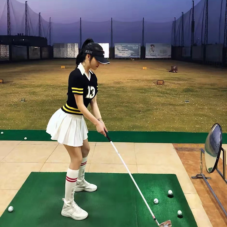 Женская одежда для гольфа топ с коротким рукавом и короткая юбка высокой талией