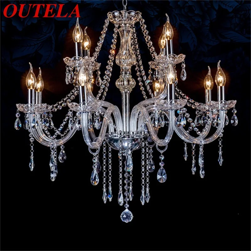 

OUTELA European Style Chandelier LED Candle Pendant Lamp Crystal Lighting Ceiling Luxury Fixtures for Home Hotel Hall