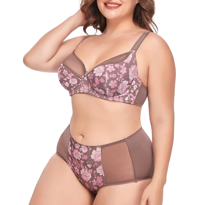 

New large size print bra set sexy ladies lingerie gathered on Torlace bras 38-48D