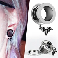 1pc back black crystal screw fix ear tunnel plugs and gauges flesh piercing expander stud earring plug earrings