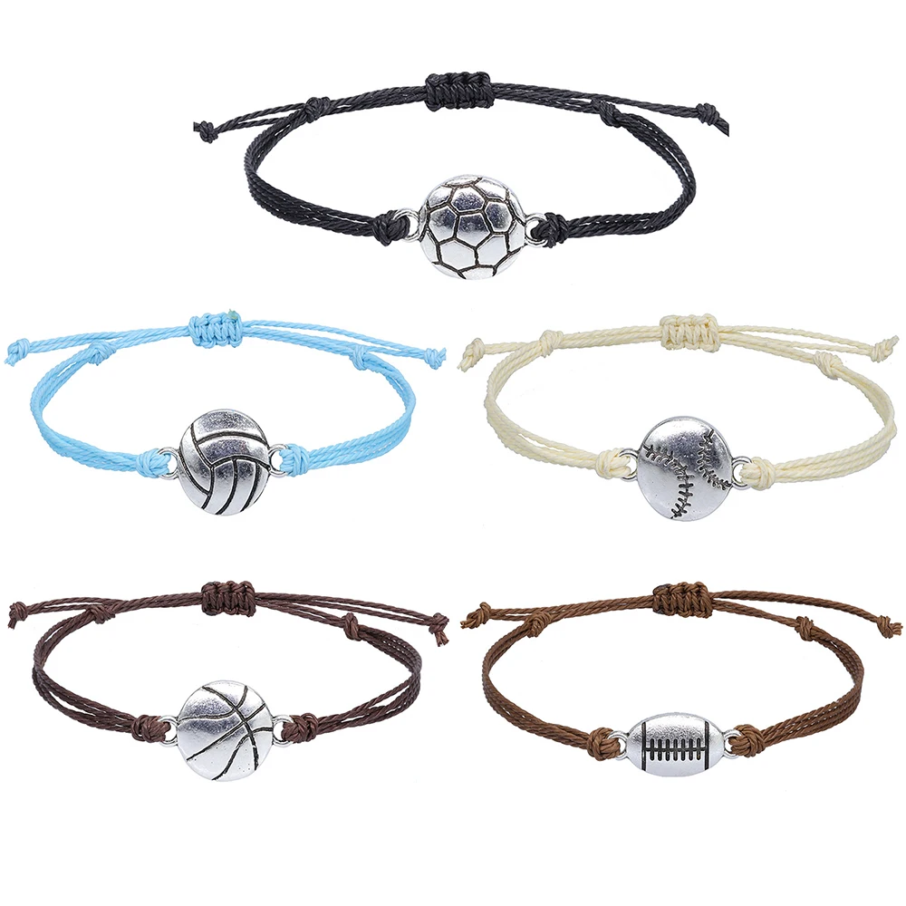 

Football Volleyball Baseball Football Basketball Bracelet for Women Man Hand Made Sport Jewelry Accessories 2022 Pulseras Mujer