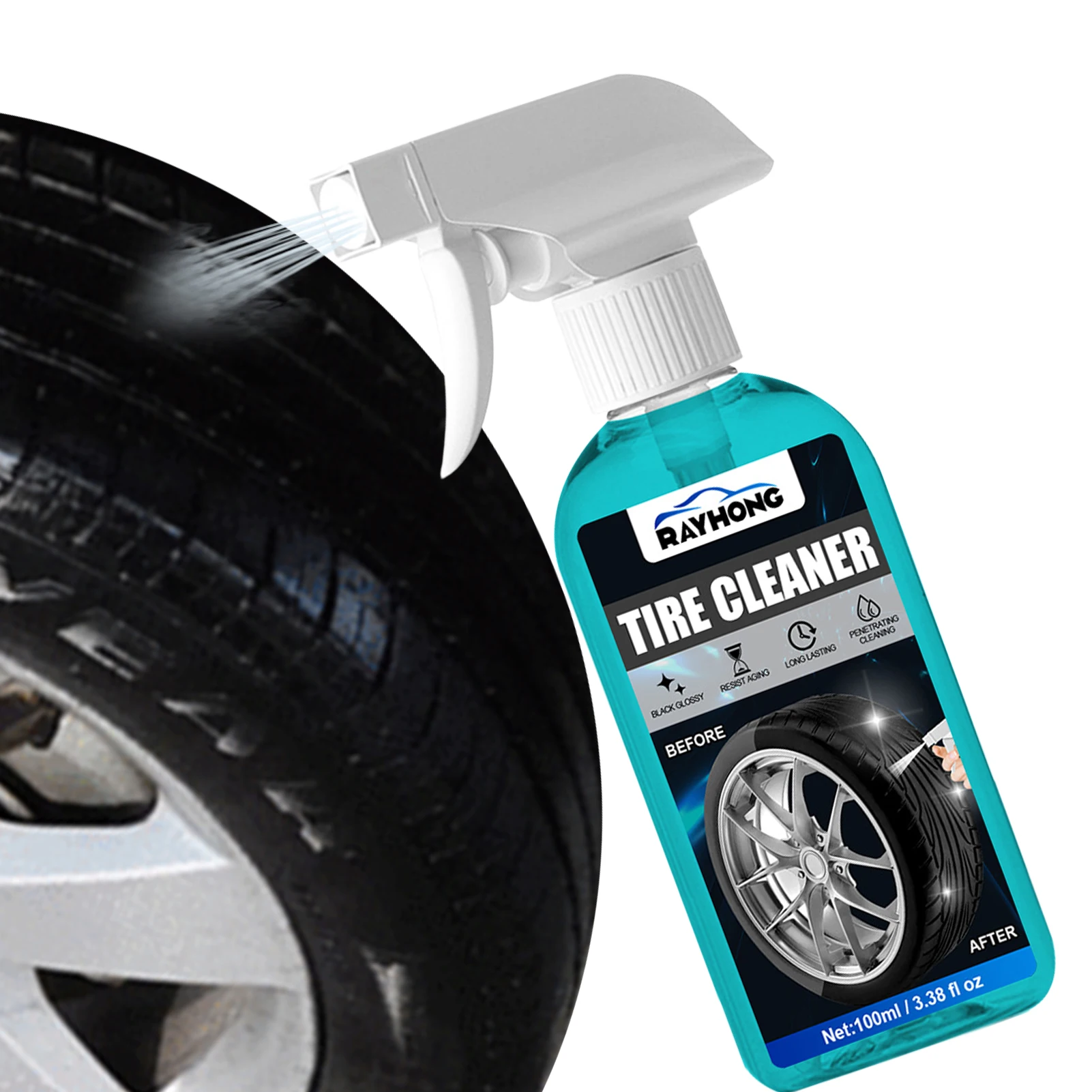 

100ml Tire Shine Coatings Tire Cleaner Spray Long Lasting Tyre High Gloss Car Auto Tires Refurbishing Agent Cleaner Coating