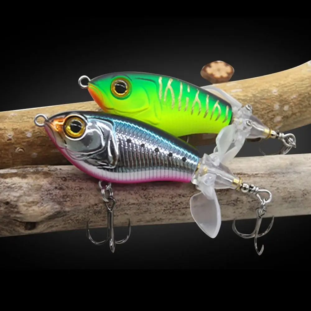 

65mm/9g 80mm/16g Topwater 2 Segment Rotating Tail Fishing Lure VMC Hooks Fish Bait Double Propeller Blade