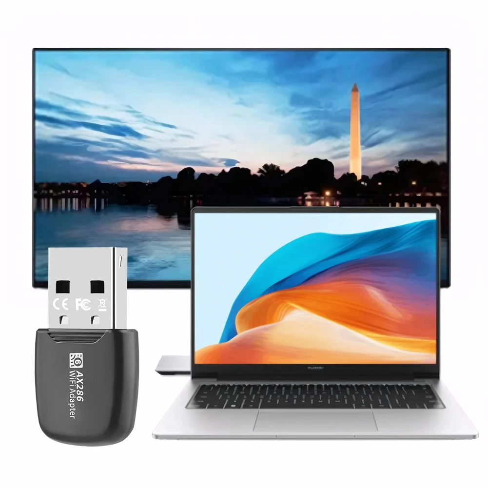Фото 286Mbps WIFI 6 USB адаптер AX286 сетевая карта мини USB донгл 2,4 ГГц 802.11AX беспроводной донгл приемник для Win7/10/11 без привода №4